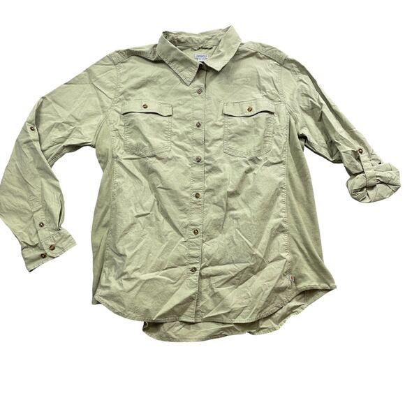 Carhartt XXL (20) Green Button Up Roll Tab Sleeve Cotton Blend Shirt - Picture 1 of 5